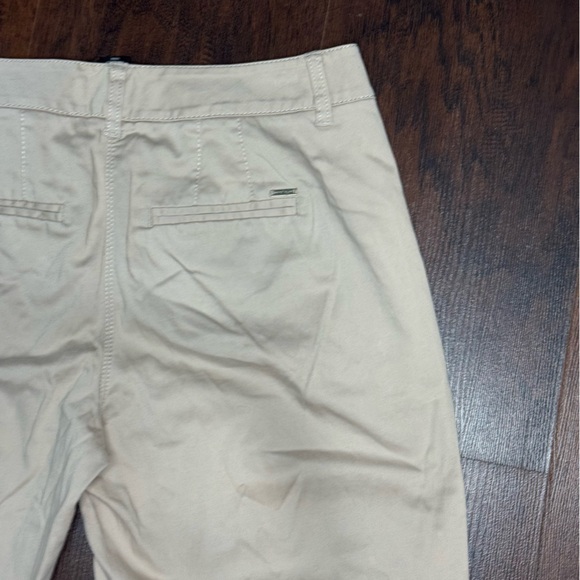 White House Black Market Tan Chino Cropped Pants Rhinestone embellished pocket 0 - Picture 10 of 15